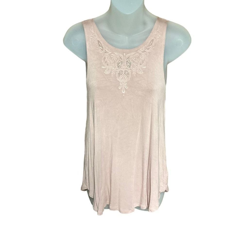 American Eagle Outfitters Tank Top Pink Light Mauve Lace Embroidery Chest Small